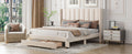 Queen Size Storage Bed Velvet Upholstered Platform Bed With A Big Drawer Beige Old Sku:Wf296854Aaa Queen Beige Velvet