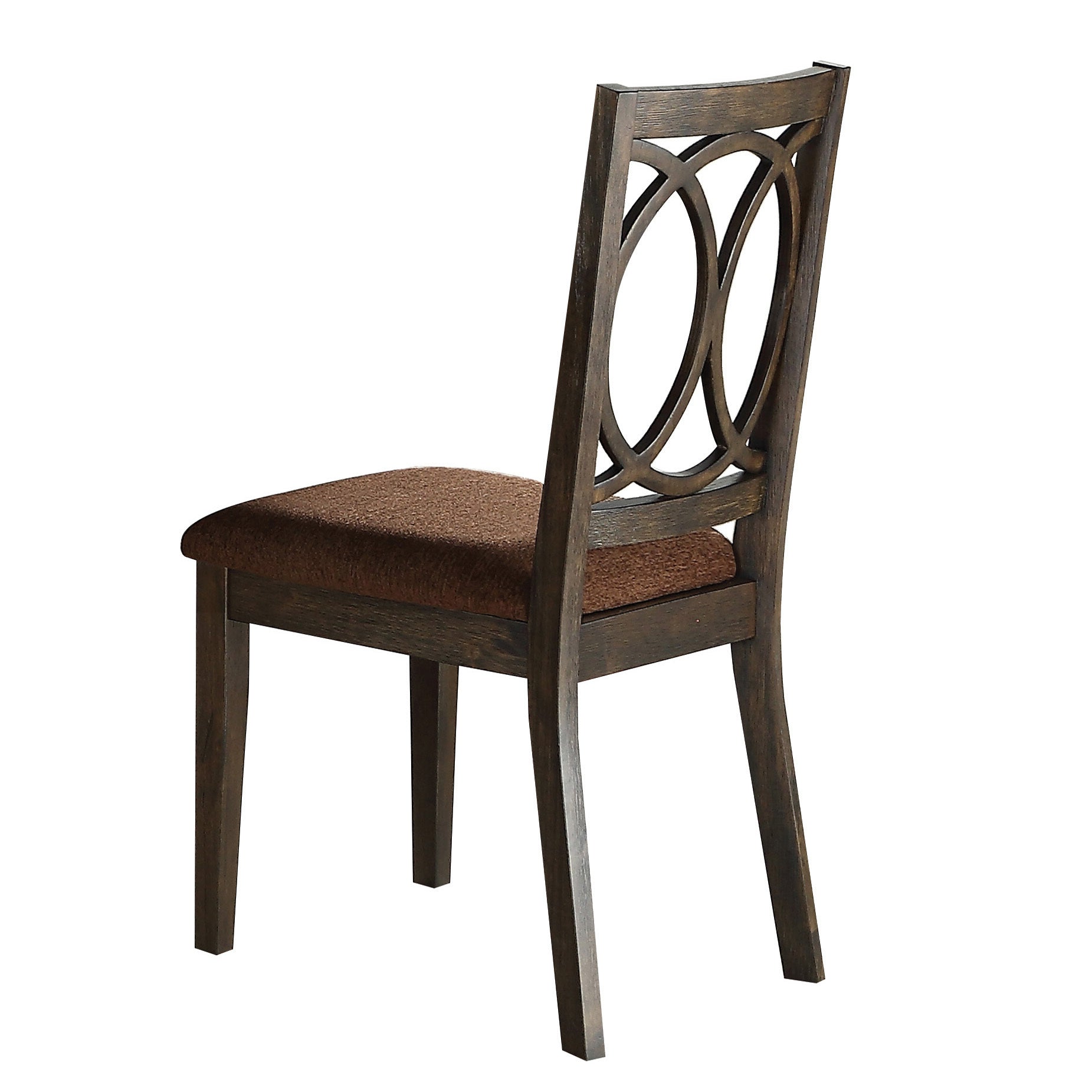 Brown And Espresso Side Chair With Padded Seat Set Of 2 Solid Espresso Dining Room Traditional Side Chair Open Back Set Of 2 Wood Fabric