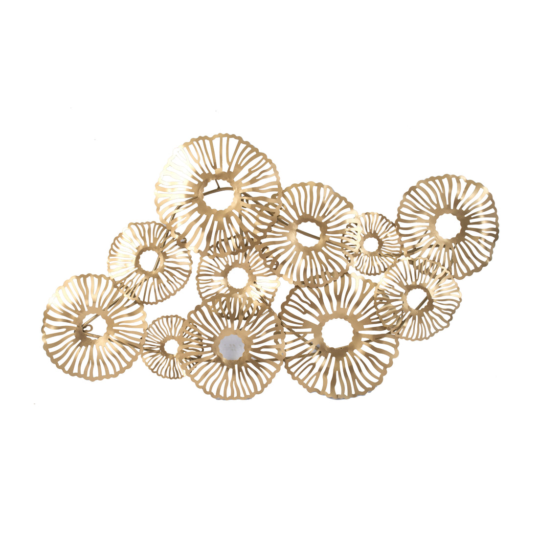 Contemporary Style Metal Wall Art With Coral Pattern Design, Gold Gold Metal