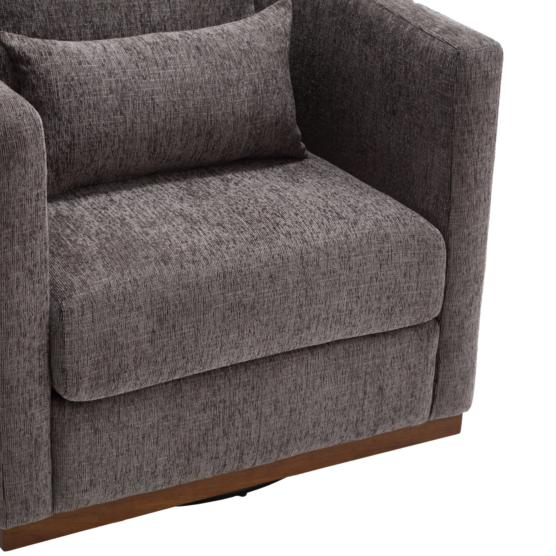 Coolmore Swivel Barrel Chair, Comfy Round Accent Sofa Chair For Living Room, 360 Degree Swivel Barrel Club Chair, Leisure Arm Chair For Nursery, Hotel, Bedroom, Office, Lounge Dark Gray Chenille Dark Gray Primary Living Space Foam Chenille