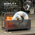 Outsunny Patio Wicker Pool Float Storage With Wheels, Outdoor Rolling Pe Rattan Pool Caddy, Includes Compartment And Basket, For Pool, Garden, Deck, Light Gray Gray Steel