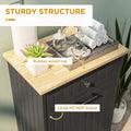 Homcom Industrial Side Table With 2 Drawers, Small End Table With Storage Shelf, Accent Sofa Table With Groove Handle And Metal Frame For Living Room, Brown Rustic Brown Particle Board
