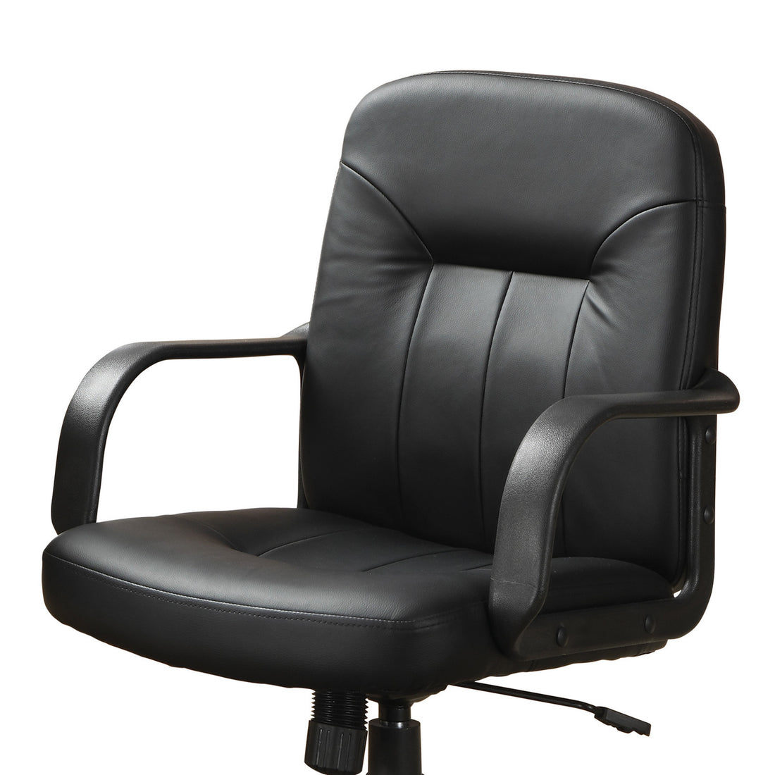 Medium Back Office Leather Chair, Black Black Polyurethane