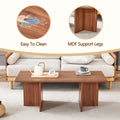 44.8 Inch Walnut Wood Grain Mdf Coffee Table Modern Luxury, Stable Triangular Support.The Coffee Table Is Made Of Medium Density Fiberboard Material And Is Suitable For Living Rooms, Bedrooms,Etc.