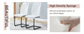 Table And Chair Set. Large Modern Rectangular Table With Black Textured Top And Black Metal Legs. Soft And Comfortable Pu Seats, Faux Leather Upholstered Seats And Sturdy Metal Legs. White Black Seats 4 Sintered Stone
