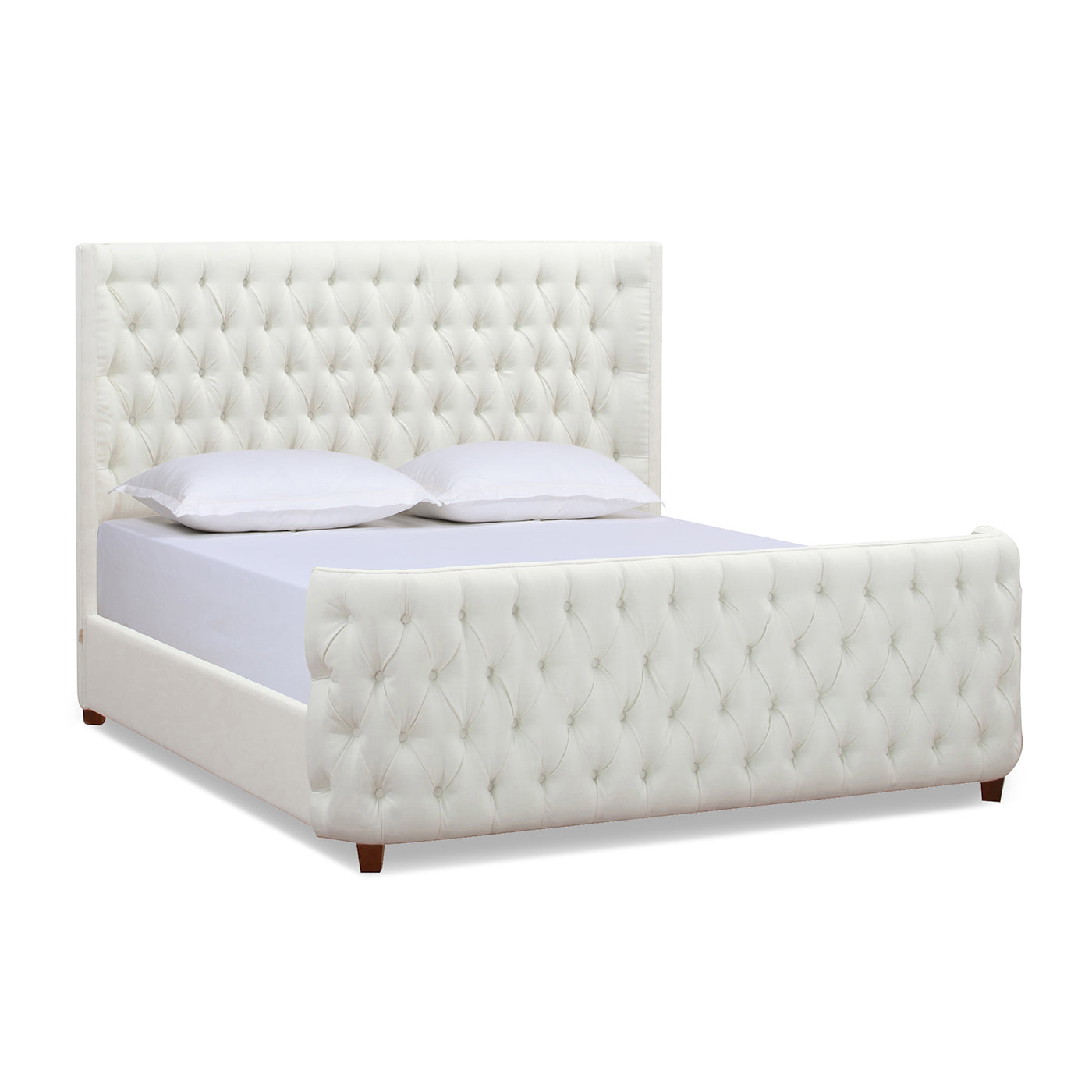 Brooklyn King Tufted Panel Bed Headboard And Footboard Set, Antique White Polyester Box Spring Required King Antique White Wood Foam Polyester Polyester