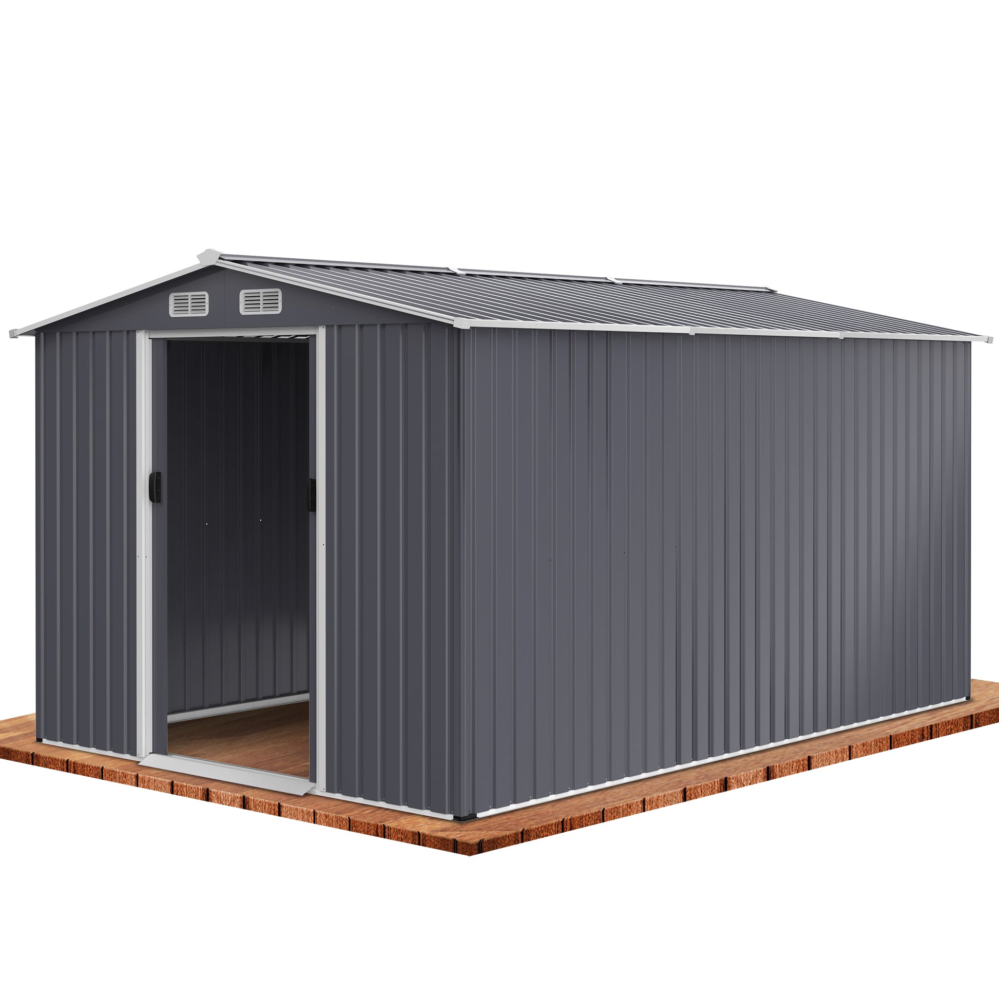 Outdoor Storage Shed 8 X 12 Ft Large Metal Tool Sheds, Heavy Duty Storage House With Sliding Doors With Air Vent For Backyard Patio Lawn To Store Bikes, Tools, Lawnmowers Grey Grey Rectangular No