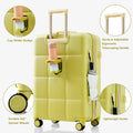 Luggage Set Of 3, 20 Inch With Usb Port, Airline Certified Carry On Luggage With Cup Holder, Abs Hard Shell Luggage With Spinner Wheels, Olive Yellow Yellow Abs