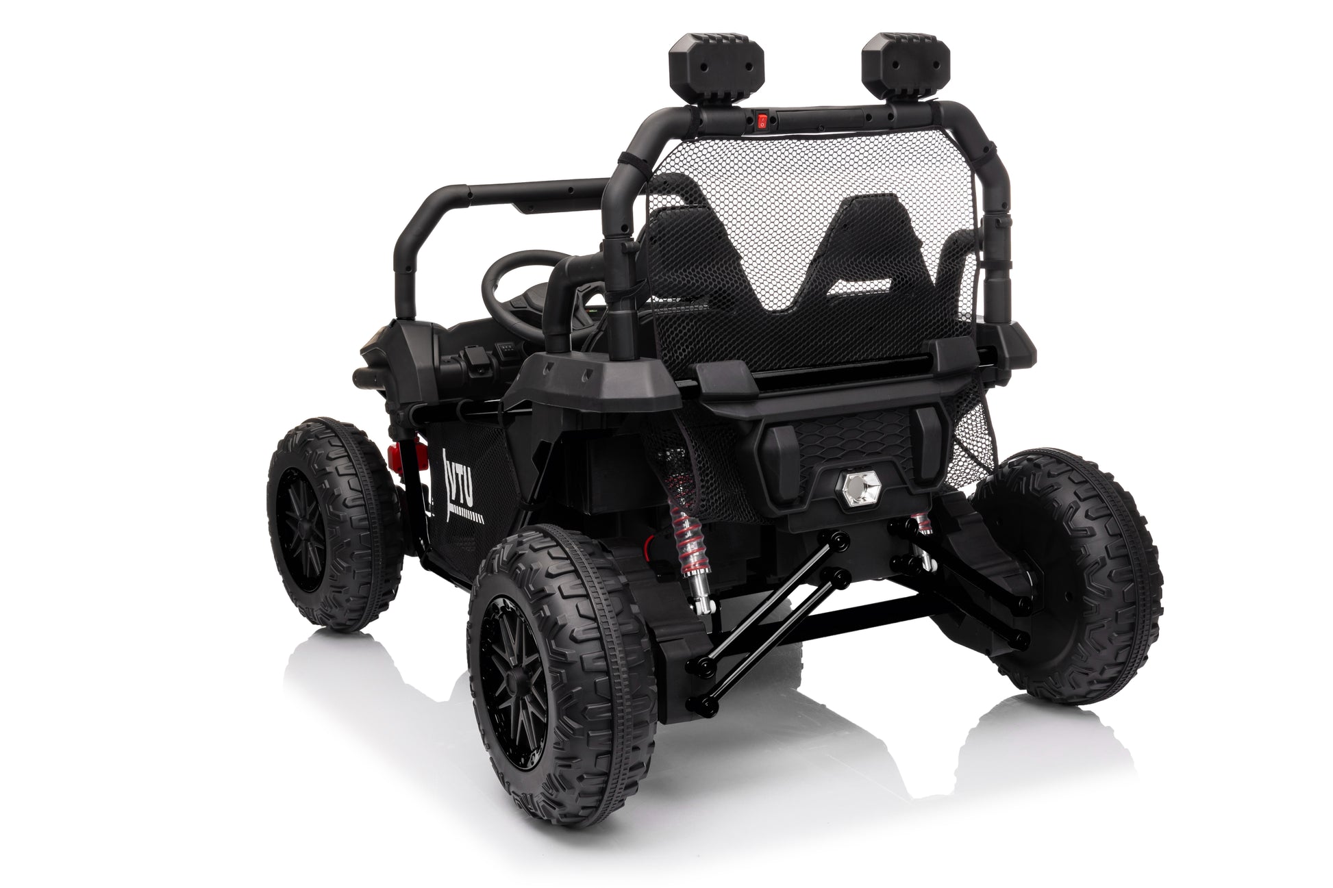 24 Volt Ride On Toys With Remote, Metal Frame Electric Powered Off Road Utv With 2 Xl Seater, 4X200W 5Mph Max, 4Wd 2Wd Switchable, 3 Speeds, Bluetooth, Storage,Black Black Abs