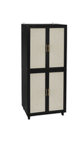 4 Door Cabinet, With 4 Adjustable Inner Shelves, Storage Cabinet Black Mdf