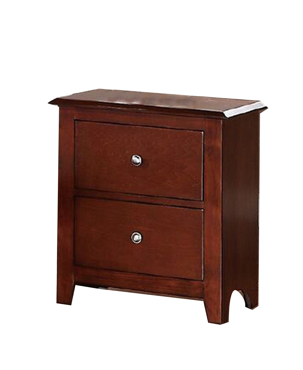 Selma Nightstand With 2 Drawers Storage In Brown Finish Brown 2 Drawers Bedroom Rectangle Easy Assembly Mdf