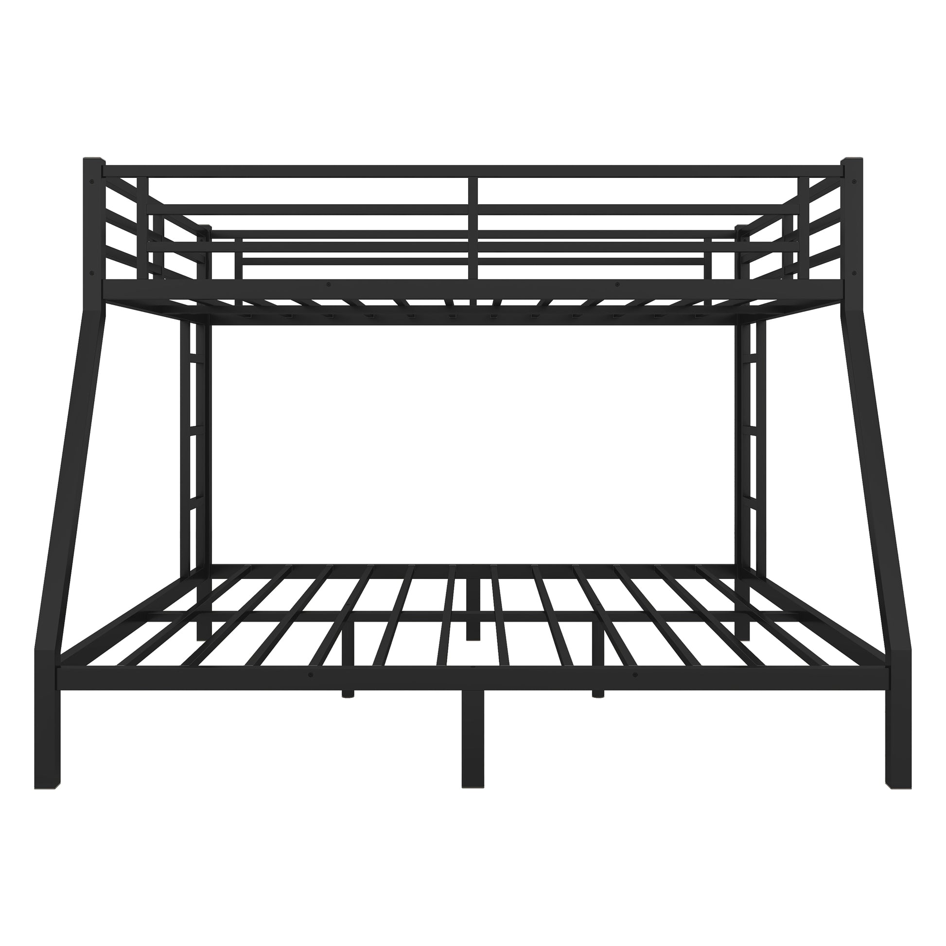 Metal Queen Over King Bunk Bed For Teens And Adults,Space Saving Noise Reduced No Box Spring Needed, Black Black Metal