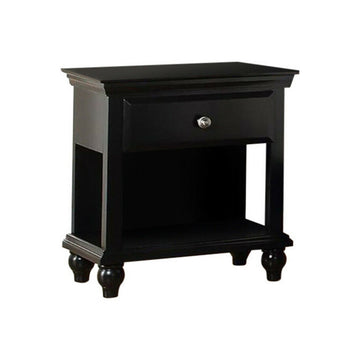 Lyndon Nightstand With One Drawer And Shelf In Black Finish Black 1 Drawer Bedroom Rectangle Shelf Solid Wood