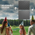 Outsunny Reversible Outdoor Rug, 9' X 12' Waterproof Plastic Straw Floor Mat, Portable Rv Camping Carpet With Carry Bag, Large Floor Mat For Backyard, Deck, Picnic, Beach, Black & Gray Geometric Multicolor Polypropylene