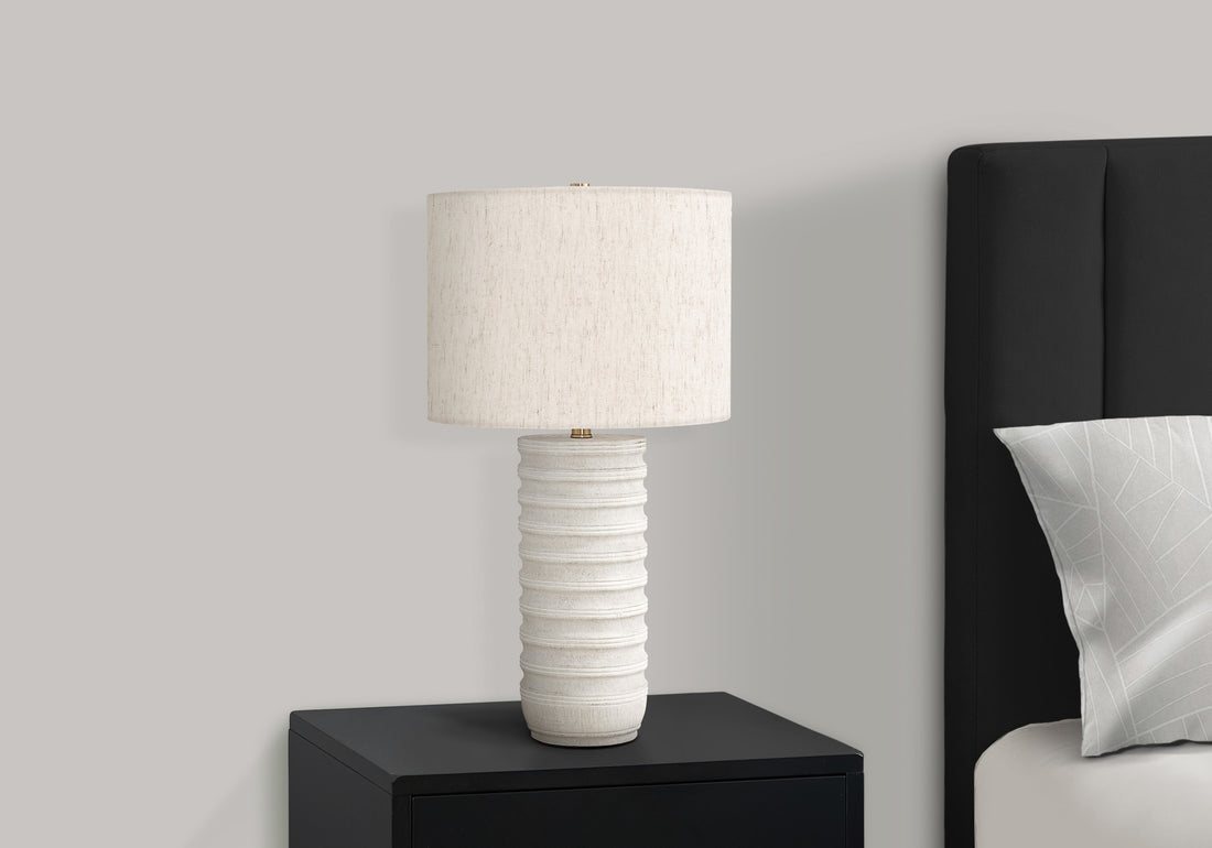 Lighting, 28"H, Table Lamp, Cream Resin, Ivory Cream Shade, Transitional Cream Polyresin