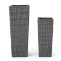 Rattan Flower Pot Grey Grey Rattan