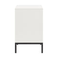 Beautiful White And Walnut Finish 1Pc Nightstand Of Drawers Self Closing Glides Black Metal Legs Flat Tone Pocket Pulls Modern Bedroom Furniture White Walnut 2 Drawers Bedside Cabinet Bedroom Wood