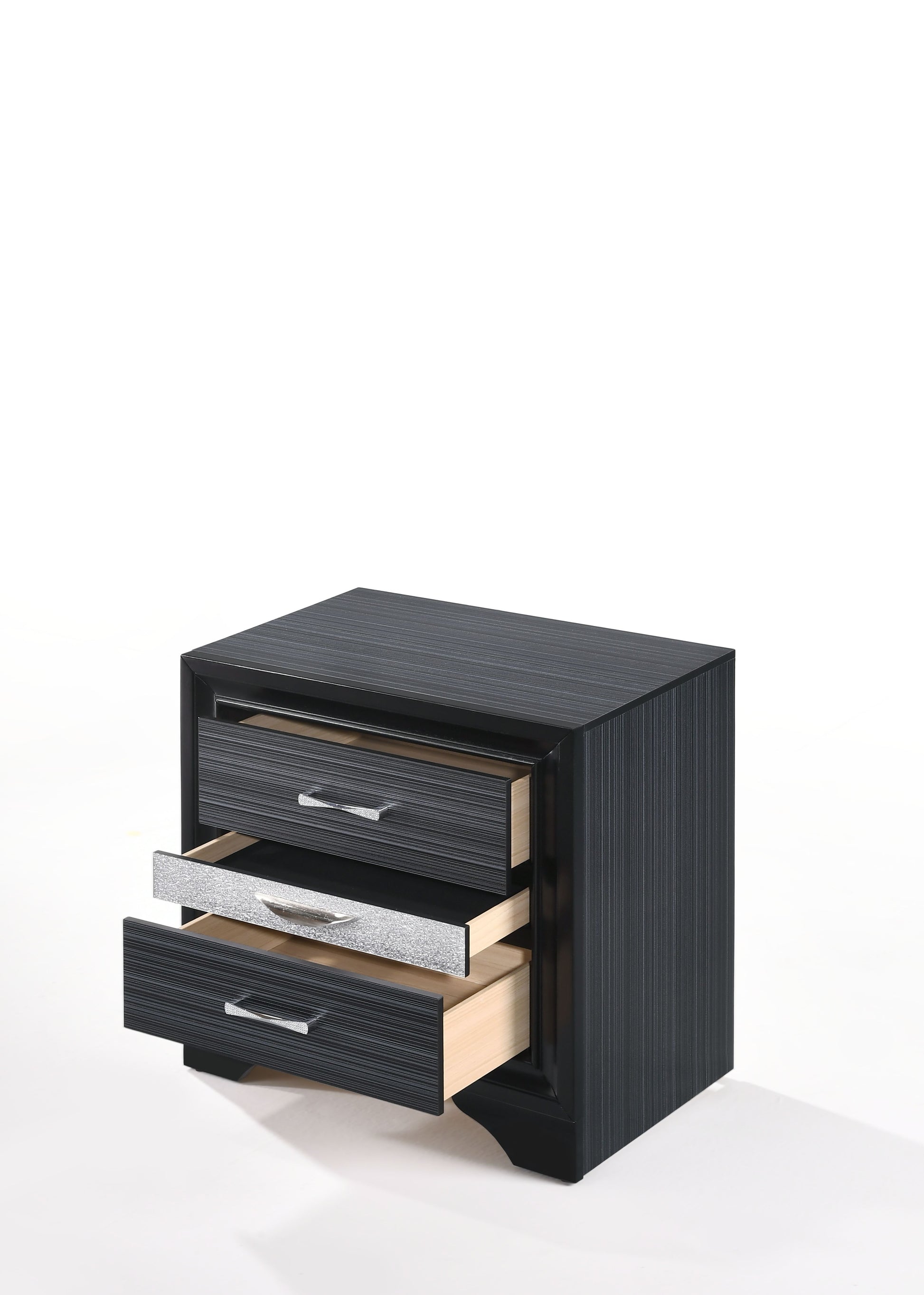 Naima Black Finish Nightstand Black Synthetic Wood
