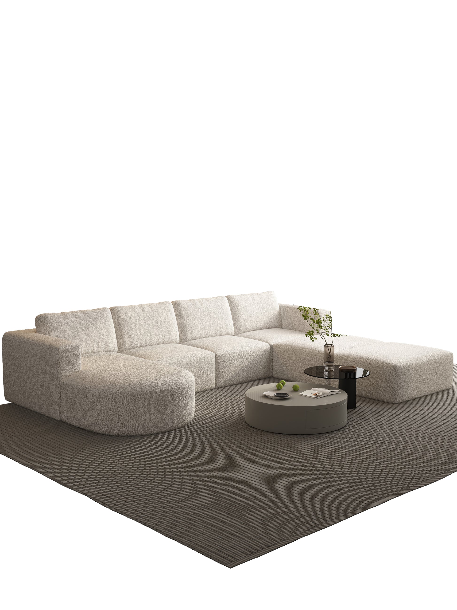 104.32*70.86 Modular Sectional Sofa Sleeper Couch, Sectional Sofa With Chaise And Ottoman, Convertible U Shaped Modular Sofa Set For Living Room, Bedroom. Memory Foam, White. Combo A B C D White Primary Living Space Soft Minimalist,Modern Memory Foam