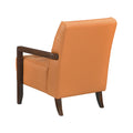 Modern Style Accent Chair Orange Leather Upholstered Tufted Detail Walnut Finish Wood Furniture 1Pc Orange Primary Living Space Contemporary,Modern Plywood