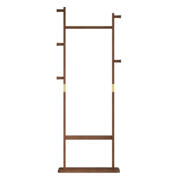 Coat Racks Solid Wood Hanger 23.6* 11*64.1In Solid Environmental Protection Easy To Assemble Beautiful Can Be Placed In The Bedroom Entrance Living Room Walnut Walnut Brown American Design,Art