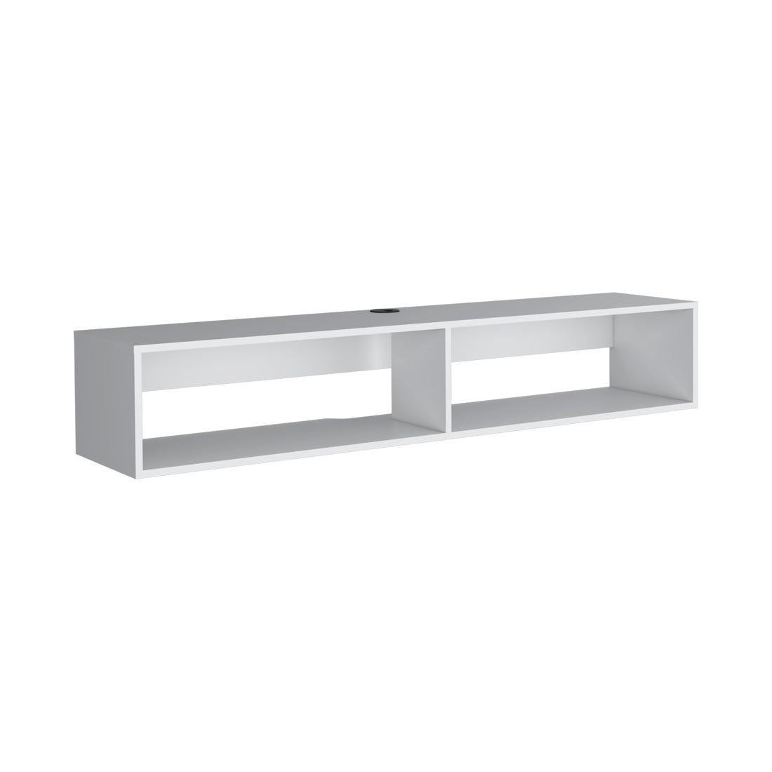 Warrior 59" Floating Tv Stand With Two Open Shelves, Media Compartments And Cable Management White White Primary Living Space 50 59 Inches 50 59 Inches Modern 60 Inches Particle Board