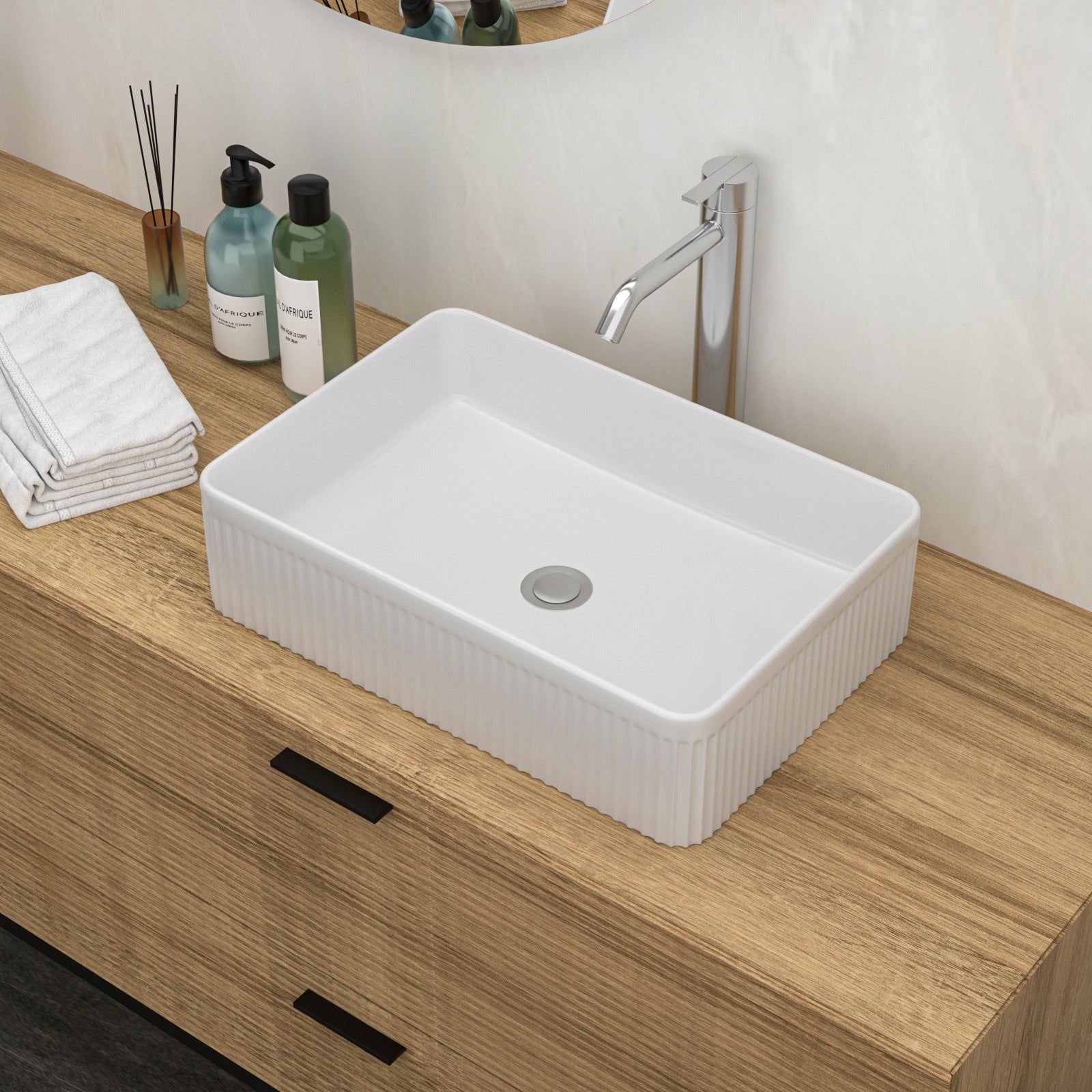 19.63"X13.69" White Ceramic Rectangular Vessel Bathroom Sink White Ceramic