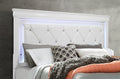 Shaker Crocodile Metallic White King Bed With Led White Solid Wood Mdf