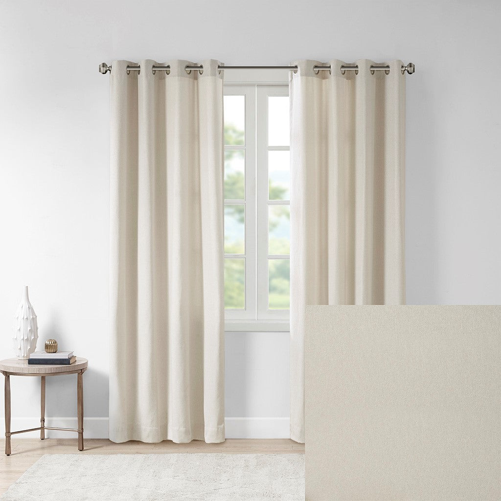 Solid Piece Dyed Grommet Top Curtain Panel Only 1 Pc Panel Natural Polyester