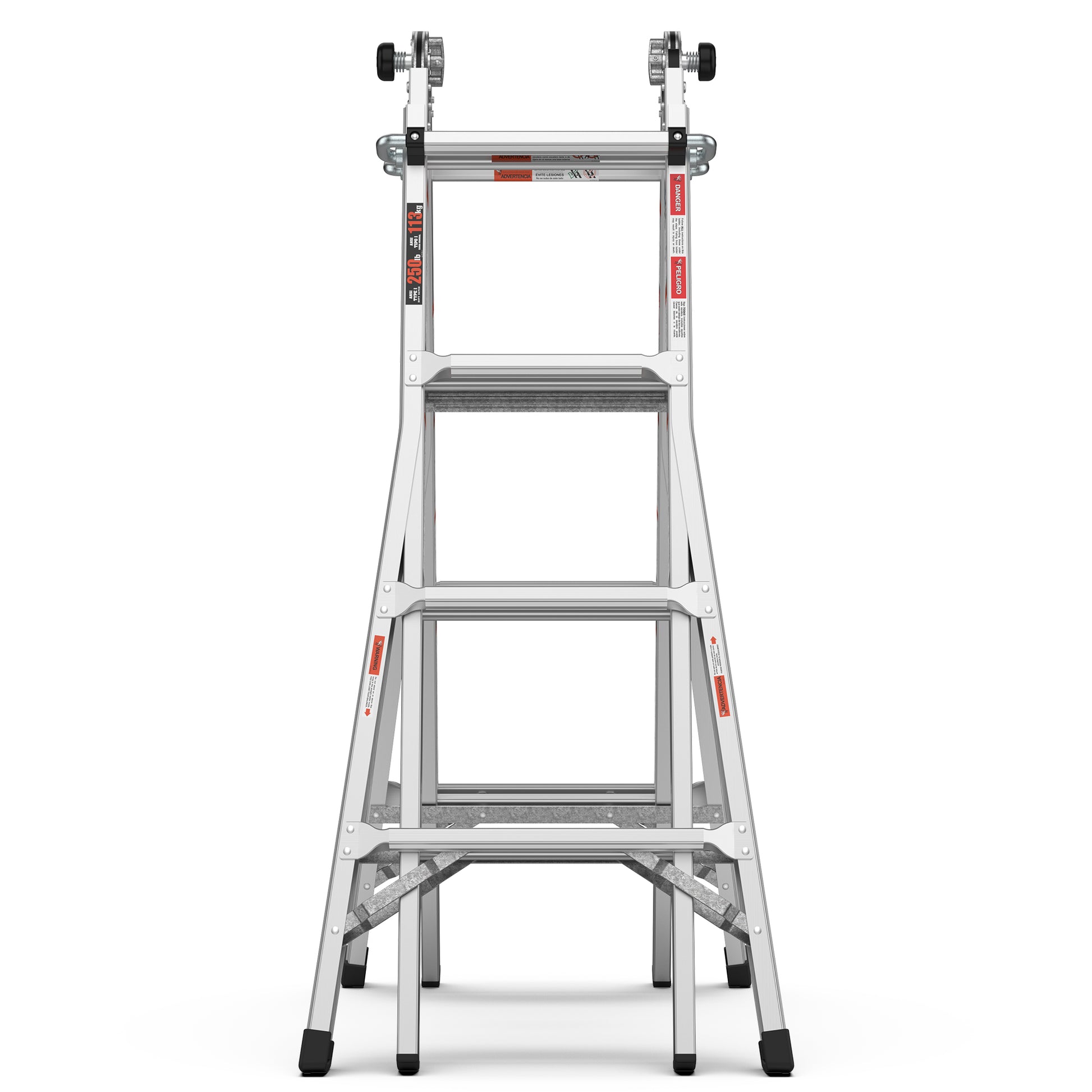 17Ft Multi Position Foldable Aluminum Ladder, A Frame And Straight Ladder, Ansi 250Lbs Grey Aluminium Alloy