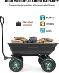Garden Dump Cart With Steel Frame, Heavy Duty Outdoor Wagon With 10 Inch Pneumatic Rubber Tires, 660Lbs Max Capacity, Black Black Polypropylene
