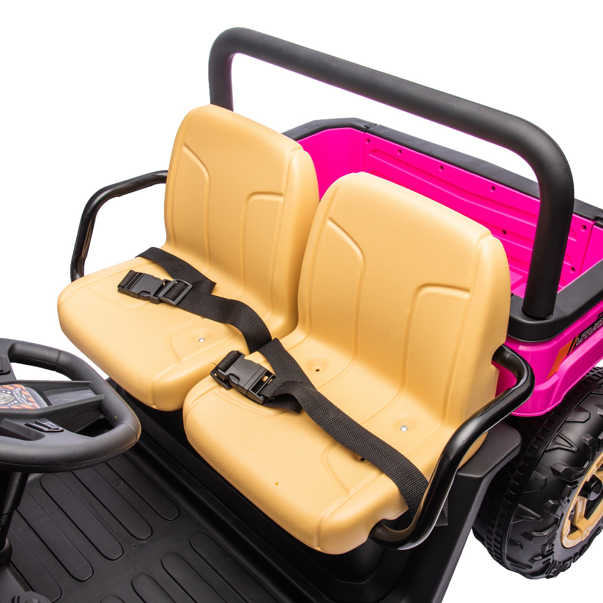 24V Xxxl Kids Ride On Utv W Parents Remote Control,Two Seater,Automatic Tipping Bucket,Rear Wheel Suspension,Slow Start,Portable Handle,Safety Belt,Led Light,Usb,Mp3,Bluetooth,Horn For Kids Aged 3 8. Pink 50 99 Lbs Polypropylene