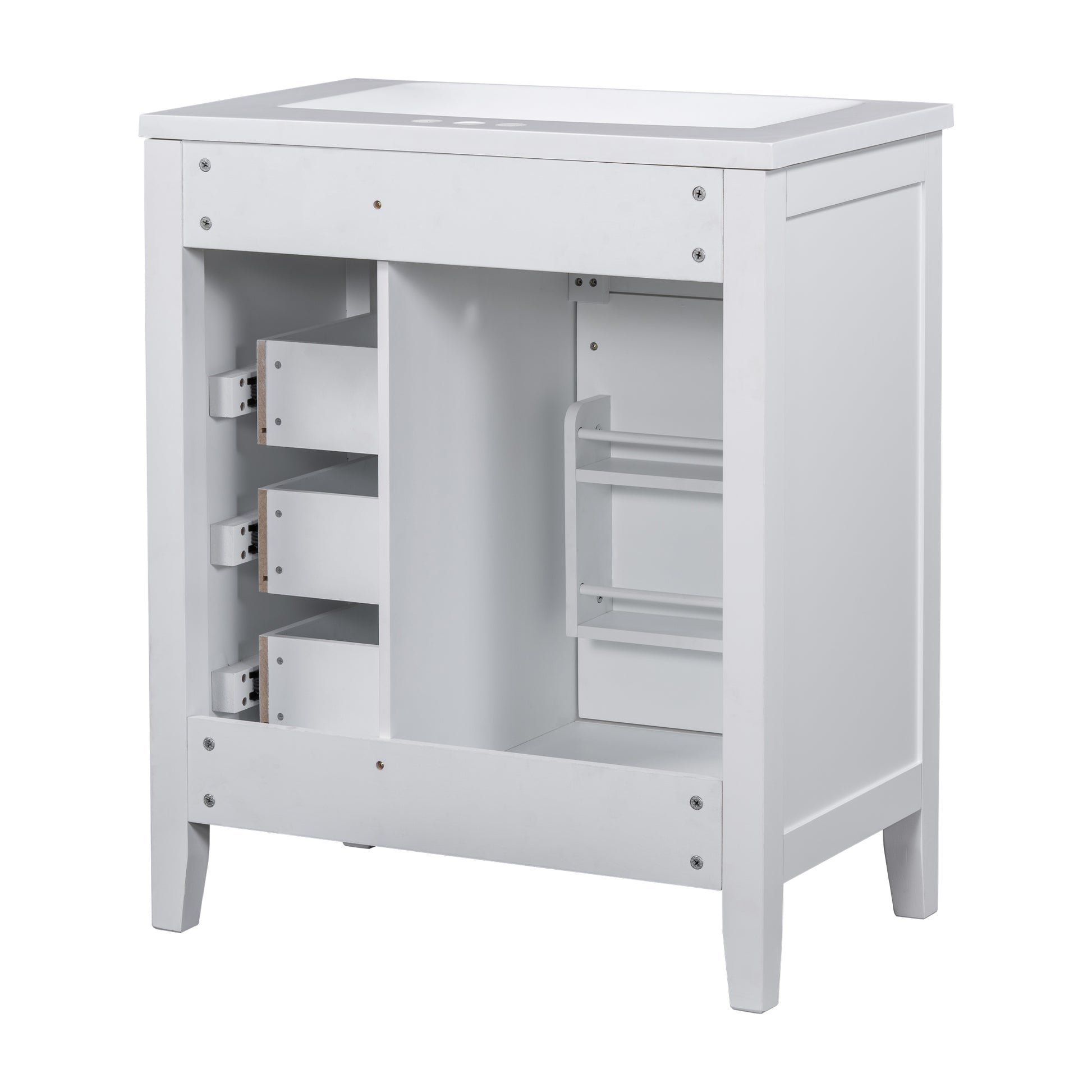 30" Bathroom Vanity With Sink Combo, White Bathroom Cabinet With Drawers, Solid Frame And Mdf Board Old Sku:N725S999222K White Solid Wood Mdf