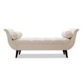 Alma Tufted Flared Arm Entryway Bench, Sky Neutral Beige Polyester Beige Foam Polyester