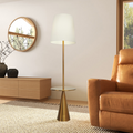 Celestial Modern Floor Lamp With Brass Accent Table With Large White Shade Gold,White Table&Floor Lamps Brass