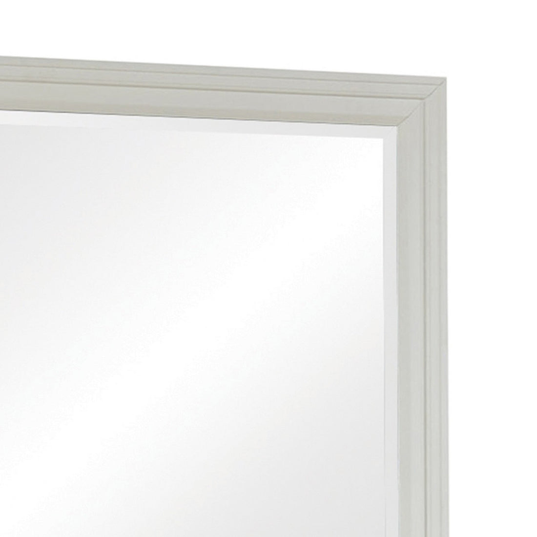 Wooden Mirror With Molded Trim Details, White White Wood