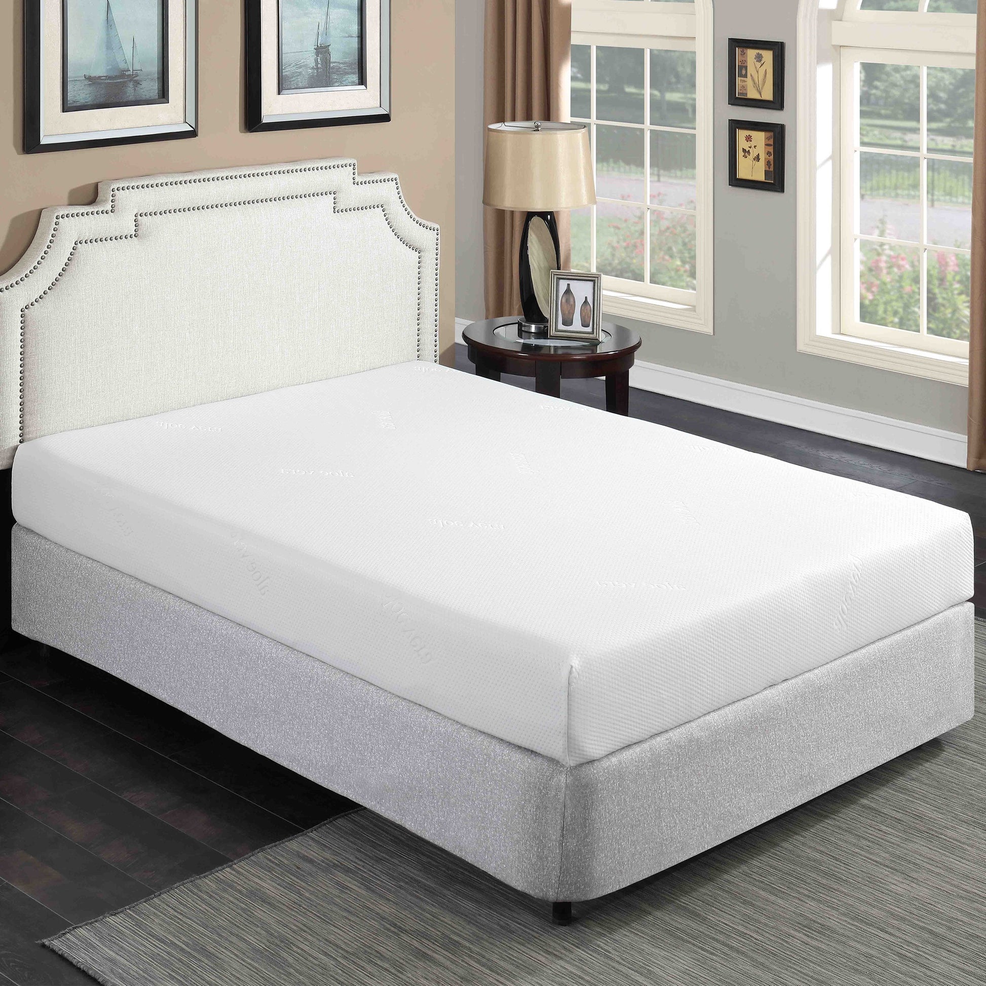 Plush 8 In. Medium Gel Memory Foam Mattress For Cal King Size Bed In A Box Withaloe Vera Cover, White White Bedroom Modern Memory Foam Polyester California King