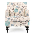 Harrison Tufted Club Chair White Blue Fabric 1 Seat