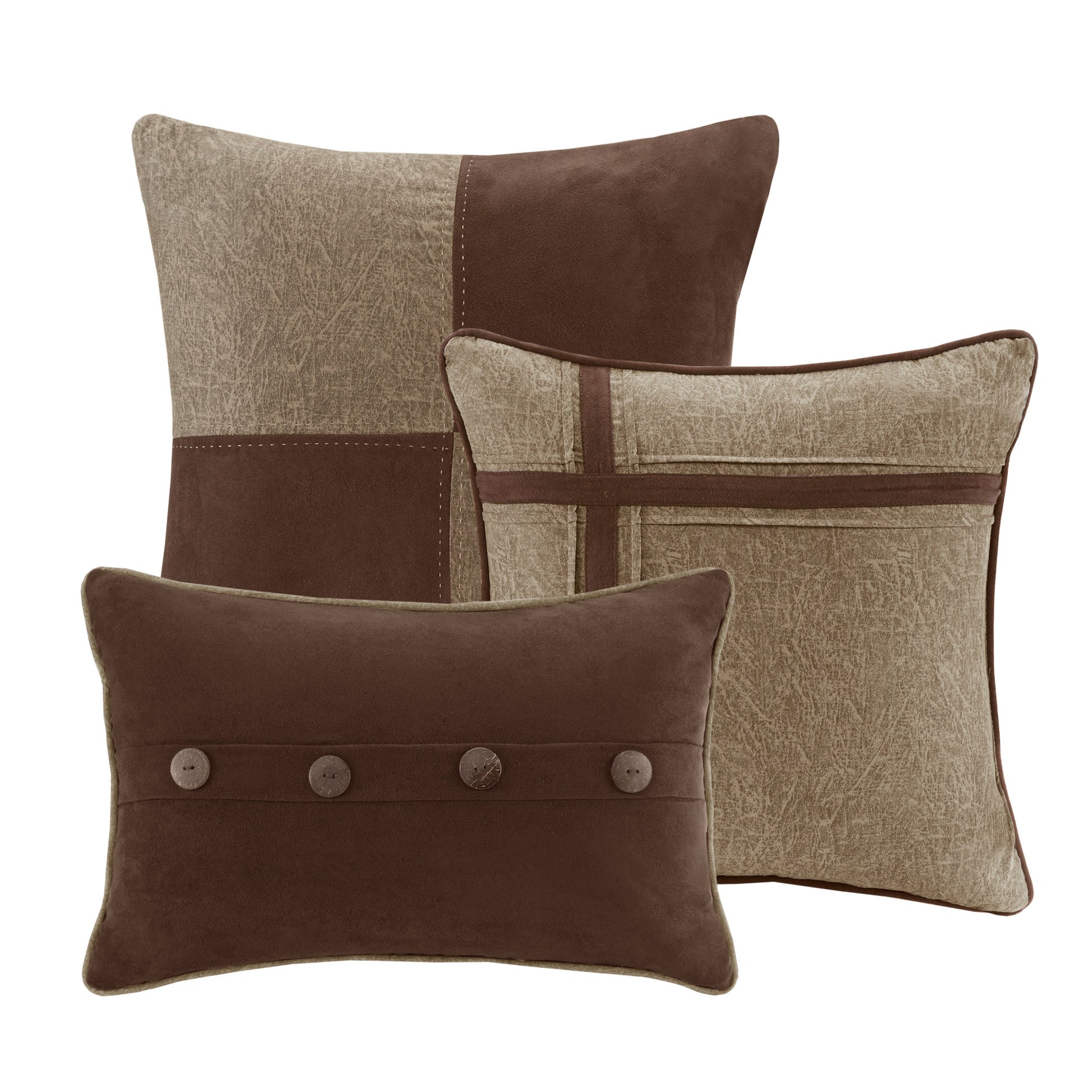 7 Piece Faux Suede Comforter Set Brown King King Brown Polyester