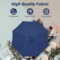 10Ft Outdoor Market Patio Umbrella With 8 Sturdy Ribs, Tilt Crank Push Button For Garden, Deck, Backyard And Pool Dark Blue Stainless Steel