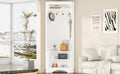 Minimalist Corner Hall Tree With Shoe Bench, Versatile Entryway Coat Rack With 4 Hooks, Corner Cabinet With Adjustable Shelf For Hallway, Living Room, White, 29.5''W*71.6''H White Particle Board