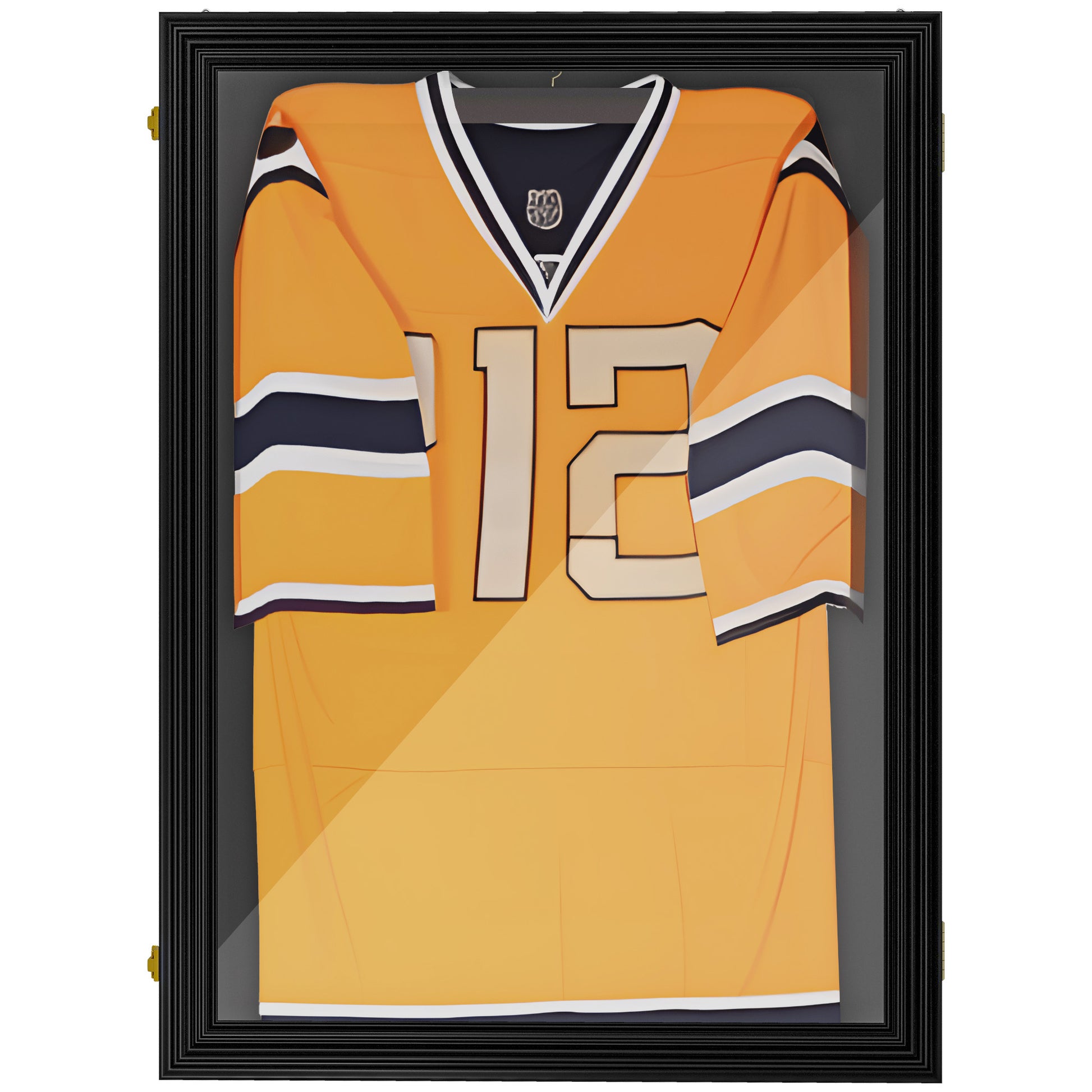 Homcom 24" X 32" Jersey Frame Display Case, Uv Resistant Jersey Shadow Box With 2 Keys, Hanger, Black Black Mdf