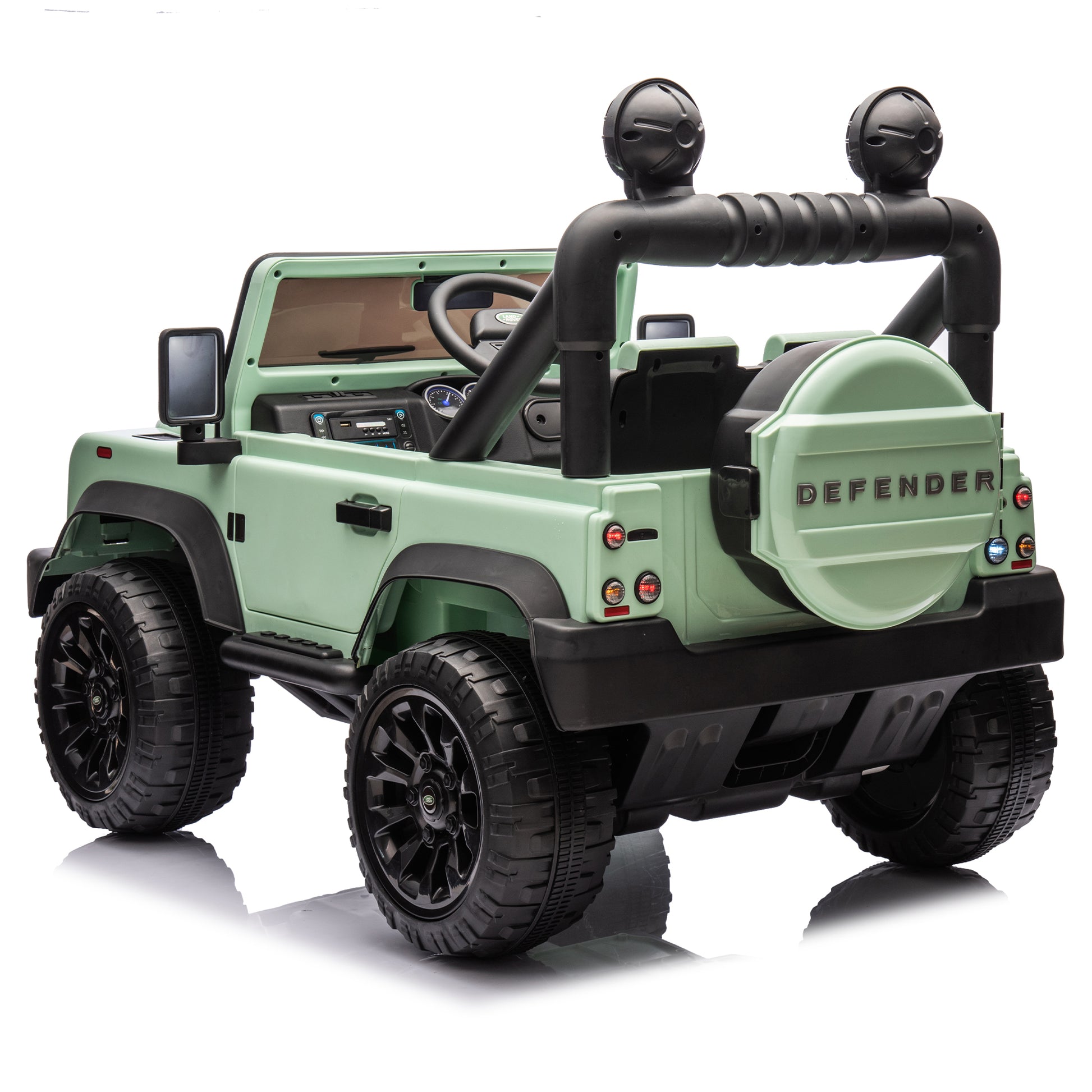 Licensed 2015 Land Rover Defender 90,24V Kids Ride On Xxl Car W Parents Control,2Wd,Four Wheel Suspension,Bluetooth,Mp3,Music,Power Display,Led Lights,Speeds 1.86 3.11Mph For Kids 3 7. Green Polypropylene