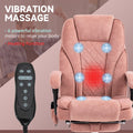 Vinsetto Massage Office Chair With Foot Rest, Executive Office Chair With 6 Vibration Point And Heat, Reclining Computer Chair, Swivel Desk Chair, Adjustable Height, Pink Pink Polyester