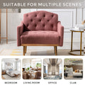 Coolmore Modern Accent Chair With Arms, Tufted Decorative Fabric Armchair With Gold Metal Legs, Upholstered Reading Chair For Living Room Bedroom Office Brush Pink Teddy Brush Pink Teddy Foam Teddy
