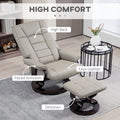 Homcom Recliner With Ottoman, Swivel Recliner Chair And Ottoman, Faux Leather Reclining Chair With High Back And Wood Frame For Living Room, Bedroom, Gray Gray Faux Leather