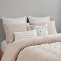 3 Piece Cotton Jacquard Duvet Cover Set King Pink Cotton