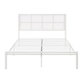 1Pc Queen Platform Bed, Metal Frame White Finish Faux Cane Panel Headboard Casual Coastal Bedroom Furniture, Bed In A Box Box Spring Not Required Queen White Metal Bedroom Casual,Coastal Metal