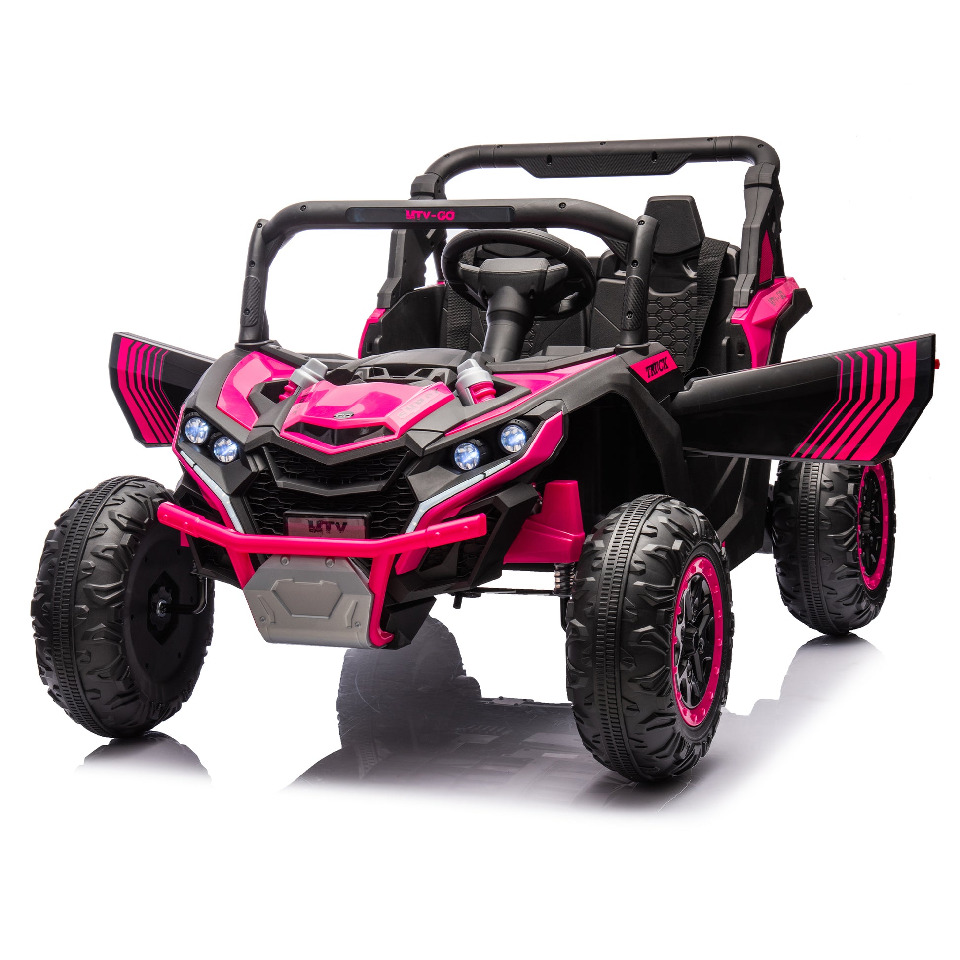 24V Two Seater Kids Ride On Utv W Parents Remote Control,Four Wheel Suspension,Slow Start,Large Wheel Design,Anti Collision Bar,Storage Space,Music,Usb,Bluetooth,Volume Control,Led Lights For Kids 3