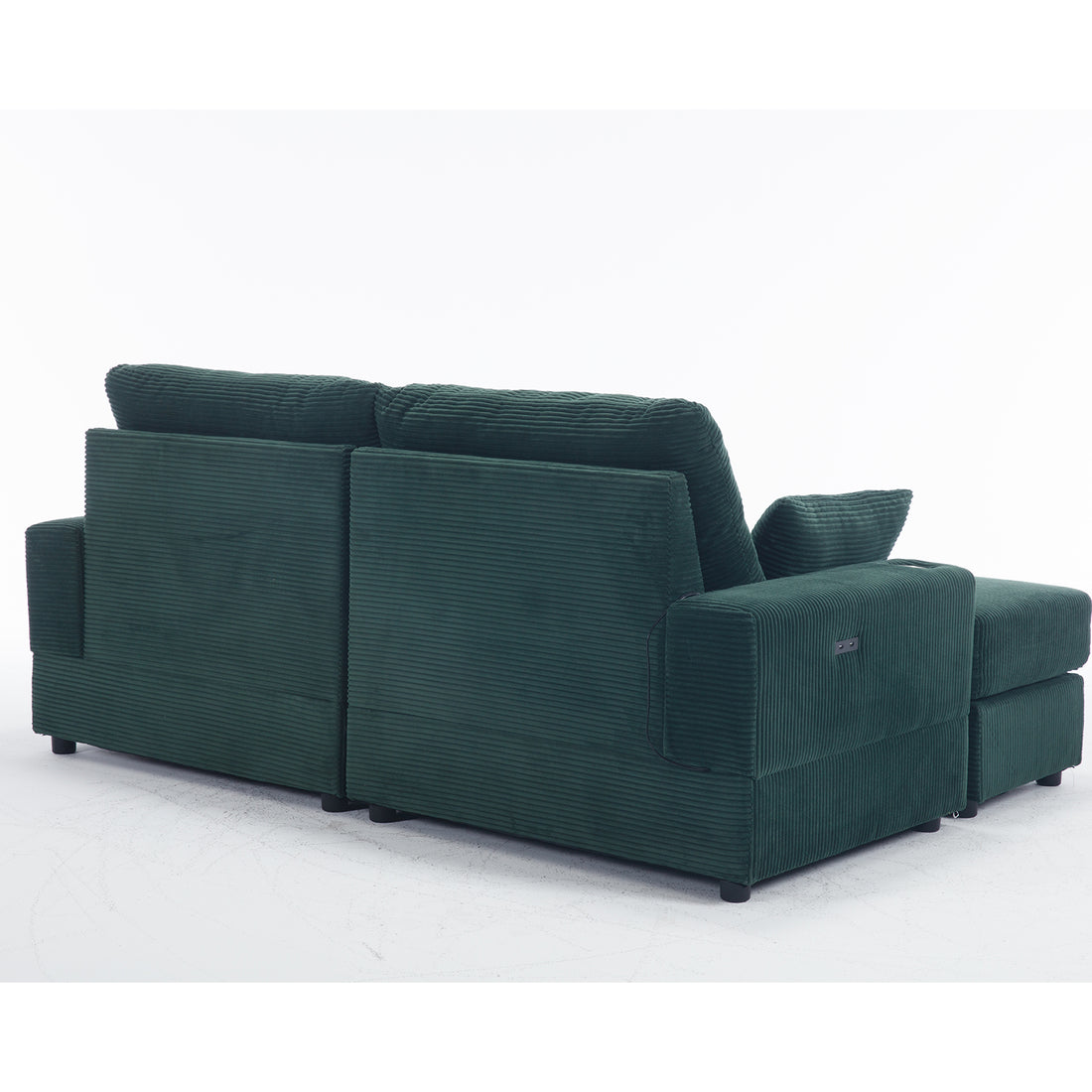 Green 2 Seater Sofa With Usb Cup Holder With 2 Ottoman Green Solid Wood 2 Seat